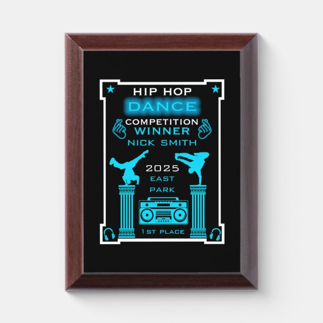Hip Hop Dance Competition Award Plaque (Vertical)