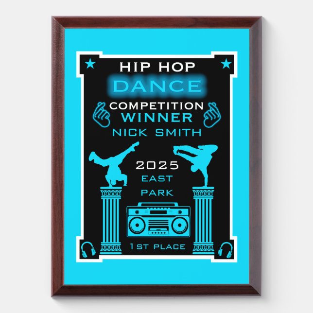 Hip Hop Dance Competition Award Plaque (Vertical)