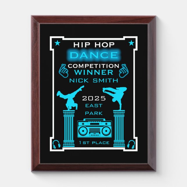 Hip Hop Dance Competition Award Plaque (Vertical)
