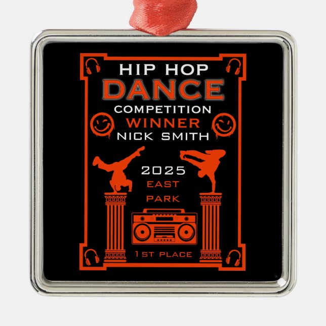 Hip Hop Dance Competition Metal Ornament (Front)