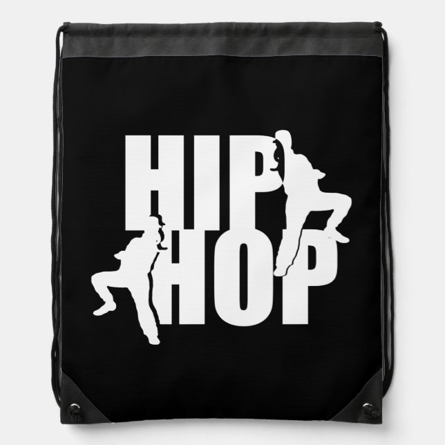 Hip Hop Dance Girls Black White Drawstring Bag (Front)
