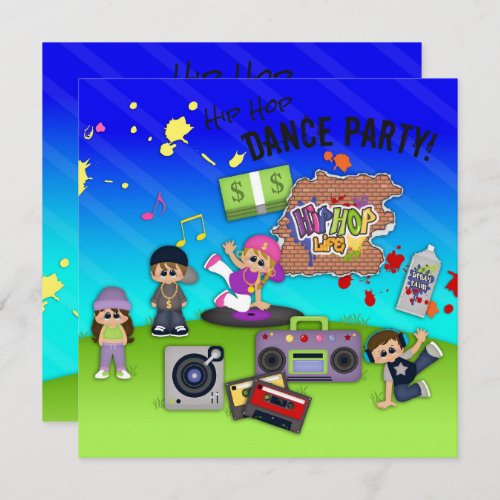 Hip Hop Dance Life Kids Party Invite