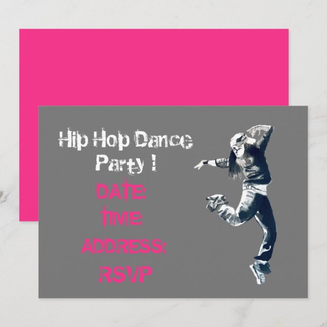 Hip Hop dance party Invitation (Front/Back)