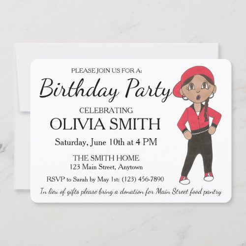 Hip Hop Dancer Dance Theme Birthday Party Invitation