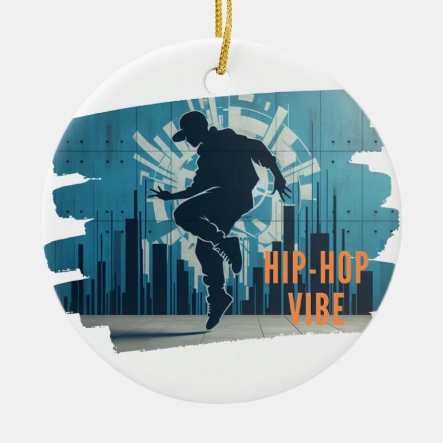 Hip-hop dancer graffiti  ceramic ornament (Front)