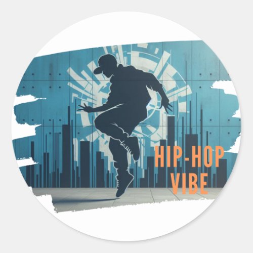 Hip_hop dancer graffiti  classic round sticker