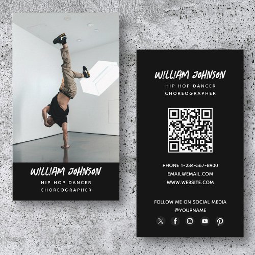 Hip Hop Dancer Modern Photo Social Media QR Code Business Card