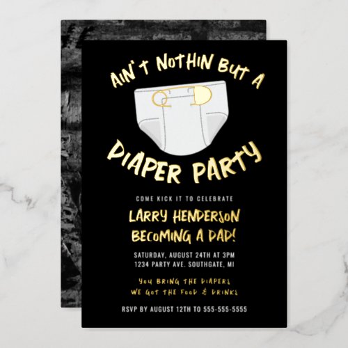 Hip Hop Diaper Party Foil Invitation
