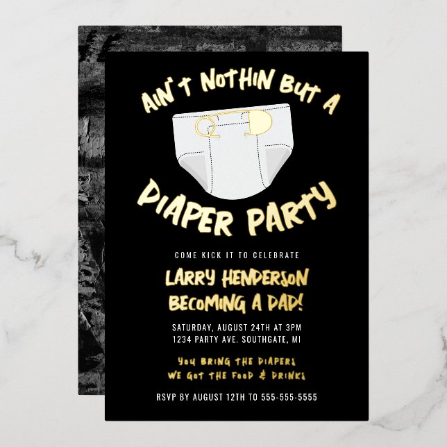 Hip Hop Diaper Party Foil Invitation (Front/Back)