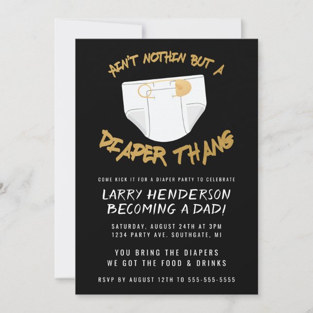 Hip Hop Diaper Party Invitation (Front)