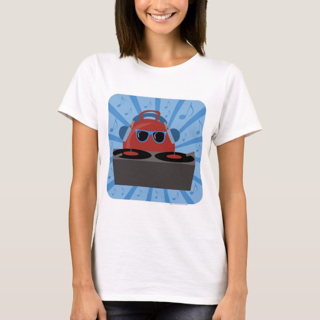 Hip Hop Dj Bounce Ball Cartoon Flashback Design T-Shirt (Front)