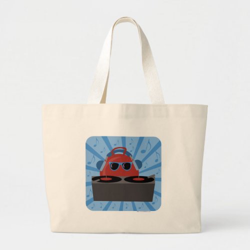 Hip Hop Dj Bounce Ball Cartoon Retro Design Large Tote Bag