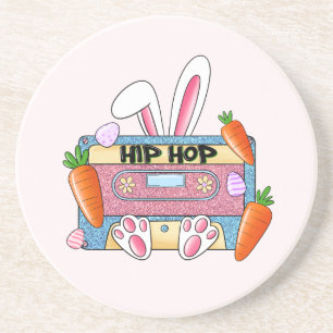 Hip-Hop Easter Bunny Mixtape – Retro Cassette Coaster