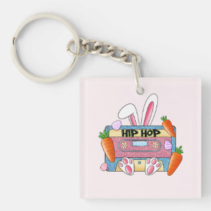 Hip-Hop Easter Bunny Mixtape – Retro Cassette Keychain