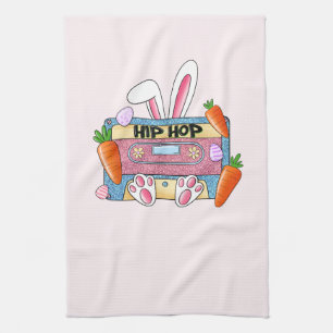 Hip-Hop Easter Bunny Mixtape – Retro Cassette Kitchen Towel