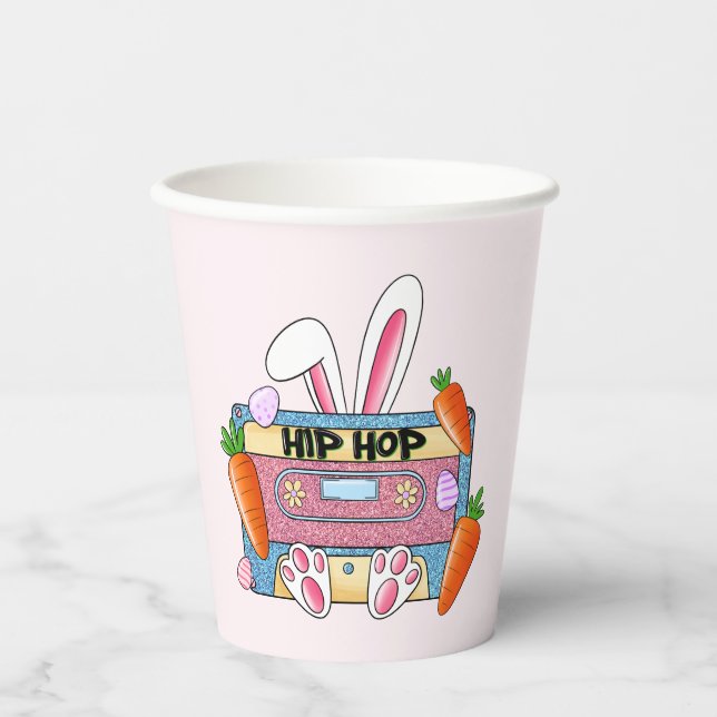 Hip-Hop Easter Bunny Mixtape – Retro Cassette Paper Cups (Front)