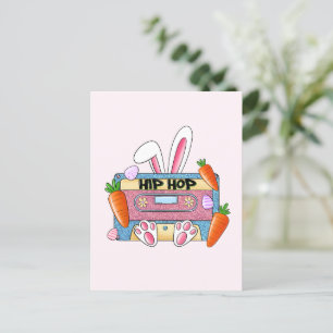 Hip-Hop Easter Bunny Mixtape – Retro Cassette Postcard