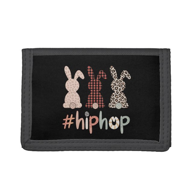 Hip Hop Easter Bunny Spring Cute Trifold Wallet (Front)