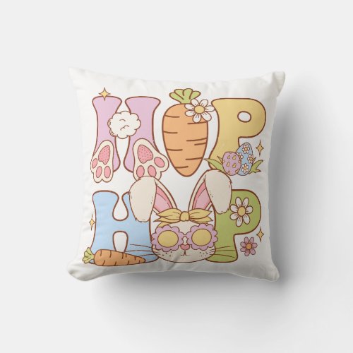 Hip Hop Easter Bunny Throw Pillow