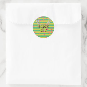 Hip Hop Fresh One  Birthday Party Classic Round Sticker