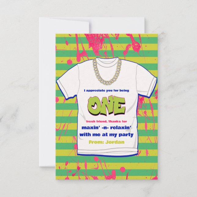 Hip Hop Fresh One with photo Thank you Invitation (Front)