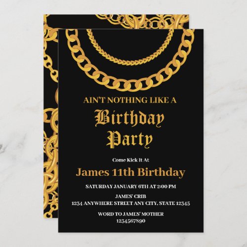 Hip Hop Gangsta Birthday Party Invitation