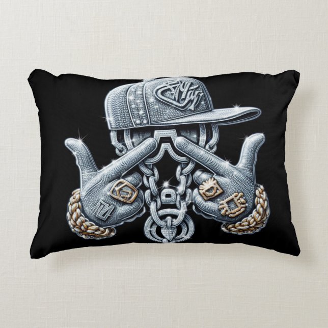 Hip Hop Gangster bling Rapper Accent Pillow (Front)