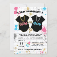 Hip Hop Gender Reveal Invitation, Boy or Girl Invitation