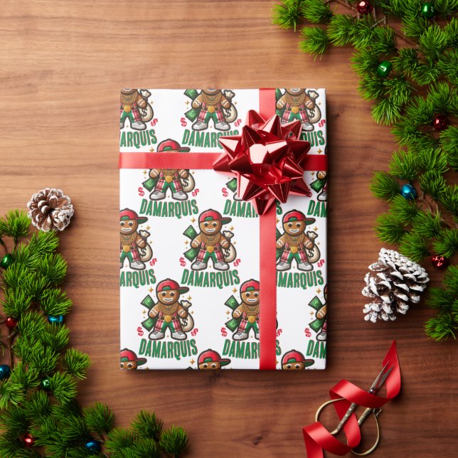 Hip Hop Gingerbread Man Swag Christmas  Wrapping Paper (Holiday Gift)