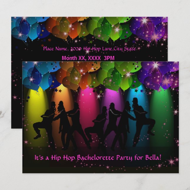 Hip Hop Girl Bachelorette Custom Invitation (Front/Back)