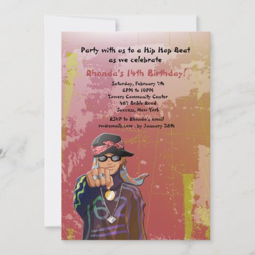 Hip Hop Girl Birthday Party Invitation