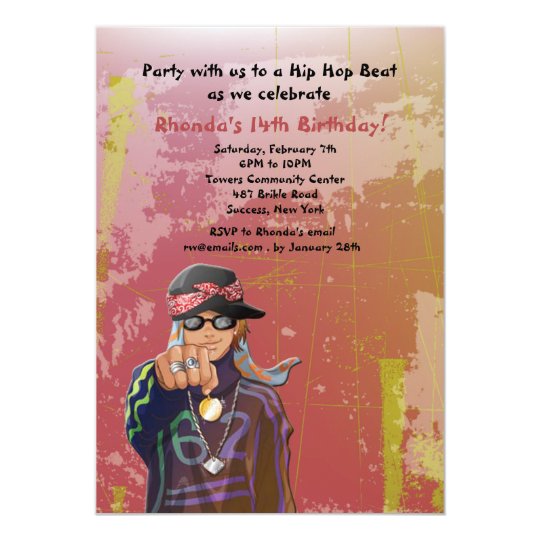 Hip Hop Girl Birthday Party Invitation | Zazzle.com