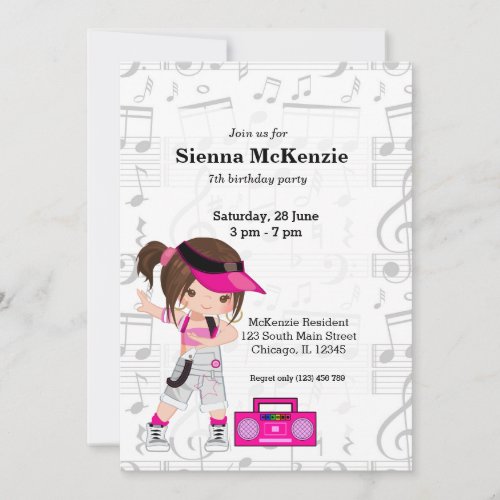 Hip hop girl invitation