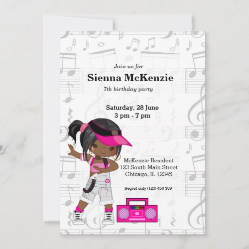 Hip hop girl invitation