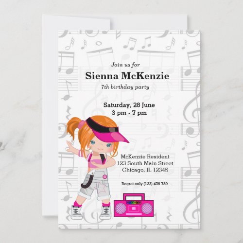 Hip hop girl invitation