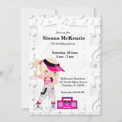 Hip hop girl invitation