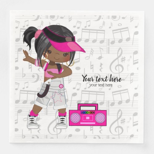 Hip hop girl paper dinner napkins