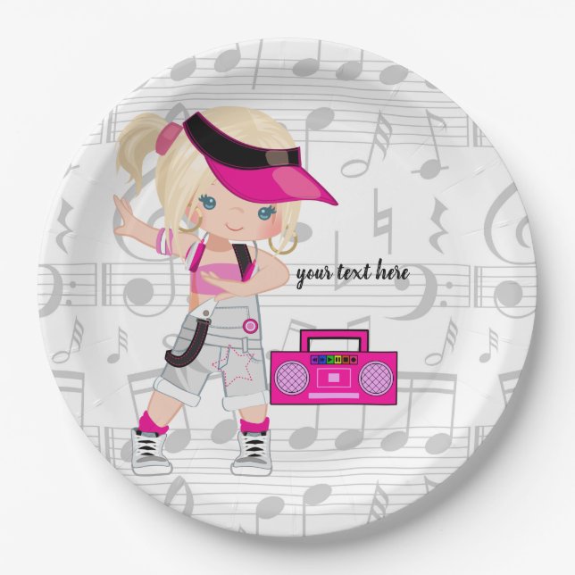 Hip hop girl paper plates (Front)