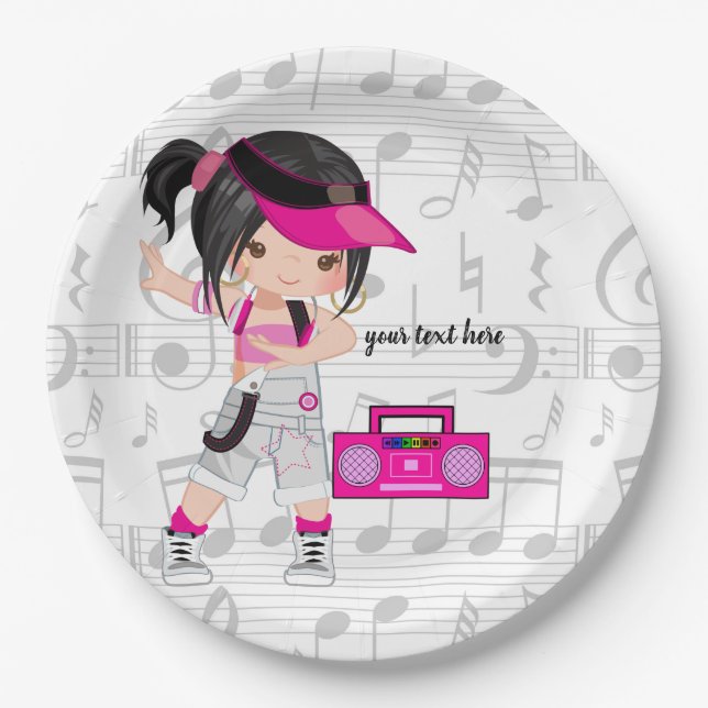 Hip hop girl paper plates (Front)