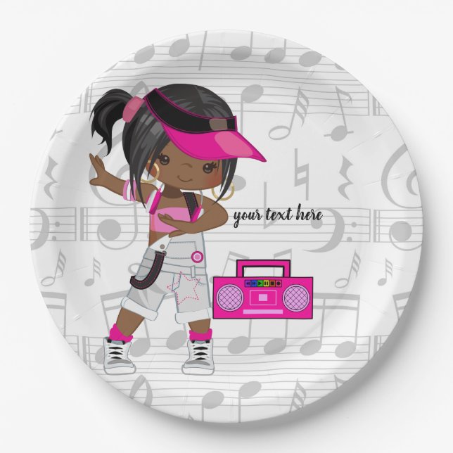 Hip hop girl paper plates (Front)