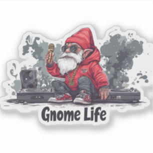 Hip Hop Gnome Illustration - Gnome Life Sticker