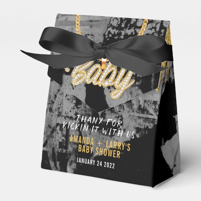 Hip Hop Gold Chain Baby Shower Favor Boxes (Front Side)