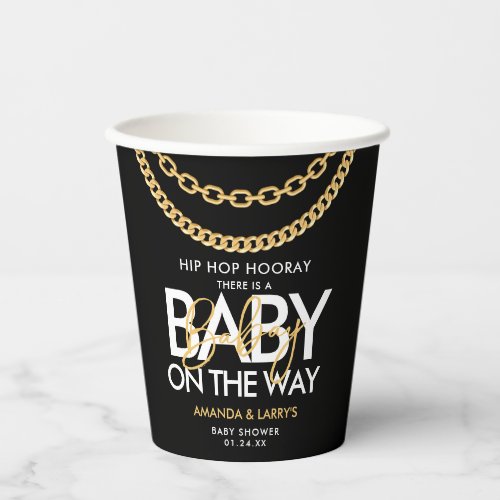 Hip Hop Gold Chain Baby Shower Paper Cups