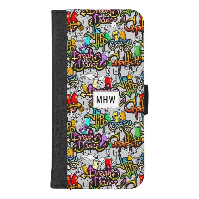 Hip Hop Graffiti custom monogram phone wallets (Front)