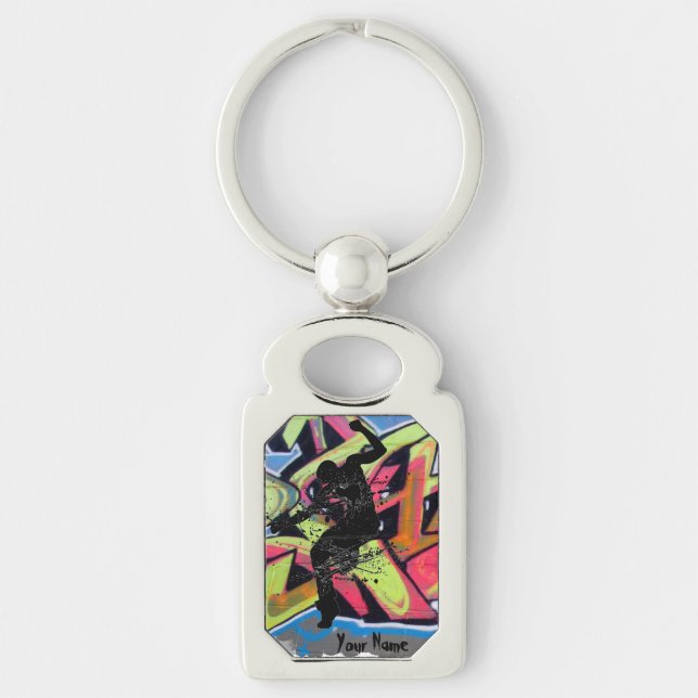 Hip Hop Graffiti Dancer Personalized Keychain (Front)