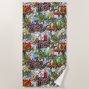 Hip Hop Graffiti Pattern beach towel