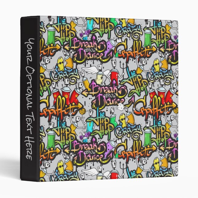 Hip Hop Graffiti Pattern custom text binders (Front/Spine)