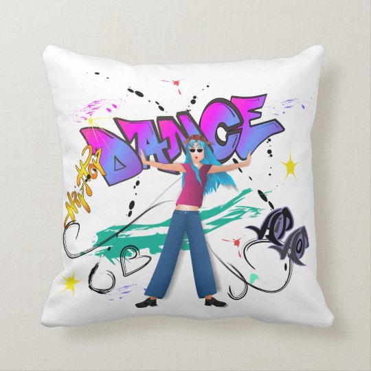 Hip Hop Grafitti Girl Throw Pillow Zazzle Com