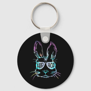Hip Hop Happy Easter Bunny Face With Sungles Men B Keychain