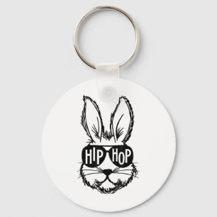Hip Hop Happy Easter Bunny Face With Sungles Men B Keychain
